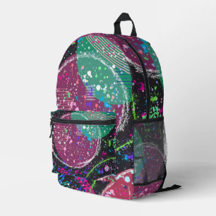 Saturn’s Rings: Maximalist Abstract Art Printed Backpack
