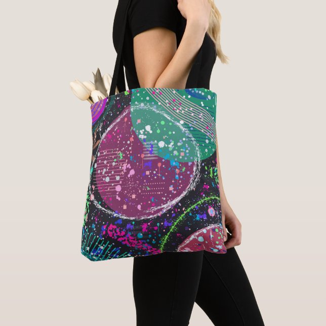Saturn’s Rings: Maximalist Abstract Art  Tote Bag (Close Up)