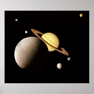 Saturn System Montage Poster Print