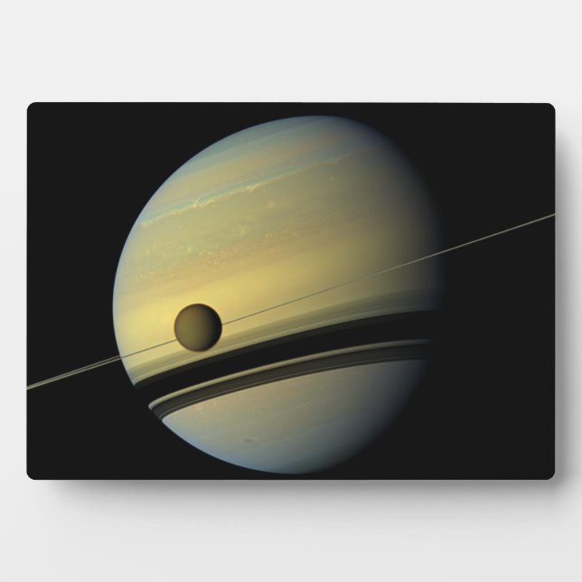 Saturn & Titan Cassini Space Photo Plaque (Front)