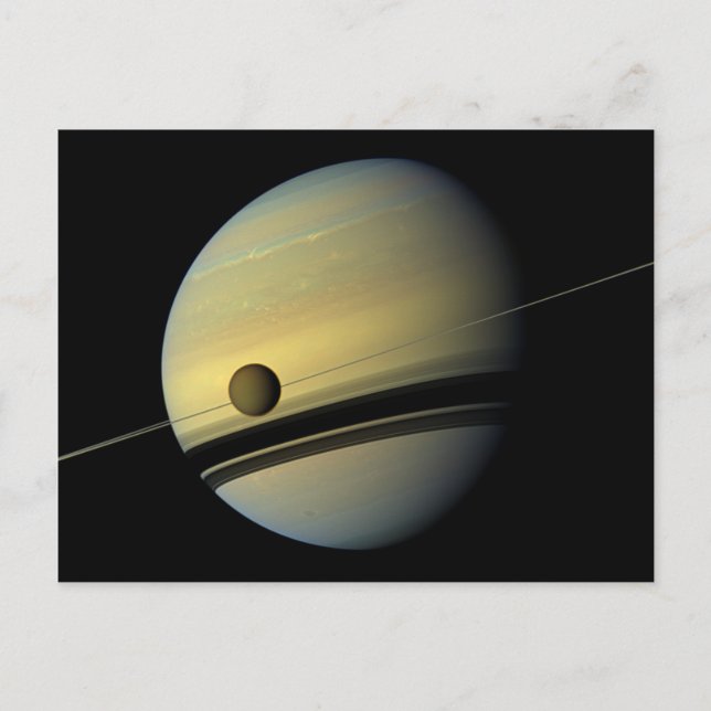 Saturn & Titan Cassini Space Photo Postcard (Front)