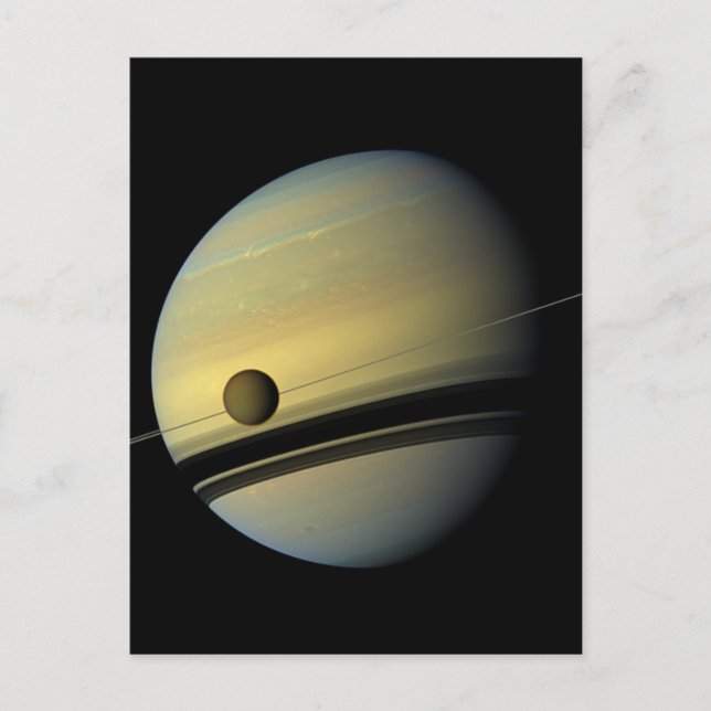Saturn & Titan Cassini Space Photo Postcard (Front)
