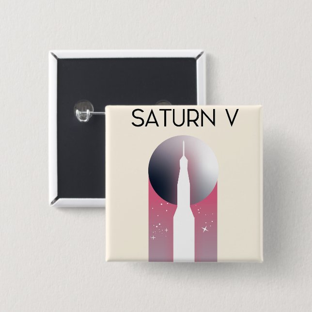 Saturn V Apollo Space Art 15 Cm Square Badge (Front & Back)