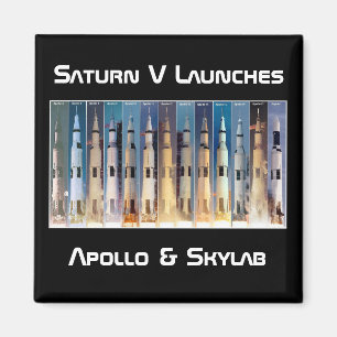 Saturn V Moon Rocket Launches Magnet