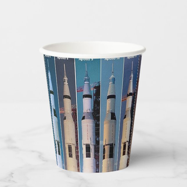Saturn V Moon Rocket Launches Paper Cups (Front)