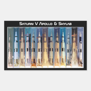 Saturn V Moon Rocket Launches Rectangular Sticker