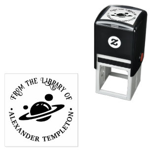 Saturn with Rings, Moons Library Book Name Self-inking Stamp