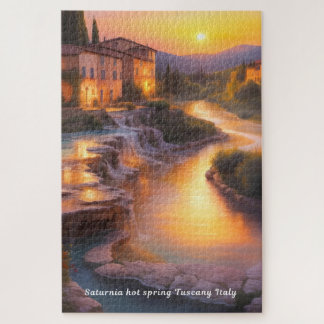 Saturnia Hot Springs Tuscany Italy Painting Jigsaw Puzzle
