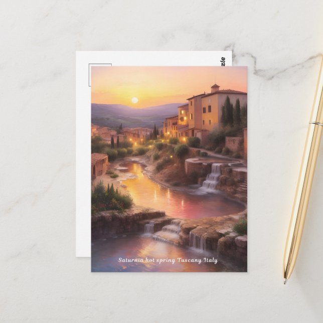 Saturnia Hot Springs Tuscany Italy Sunset  Postcard (Front/Back In Situ)