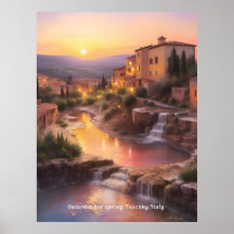 Saturnia Hot Springs Tuscany Italy Sunset 