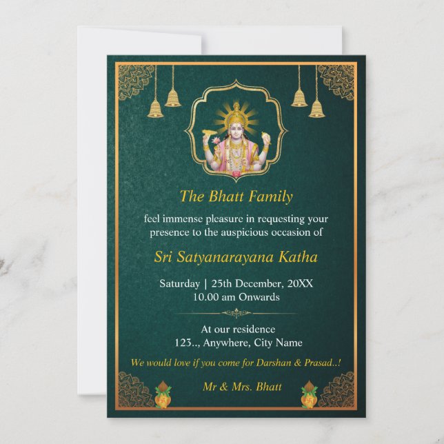 Satyanarayan Swamy Katha Invitation Card (Front)