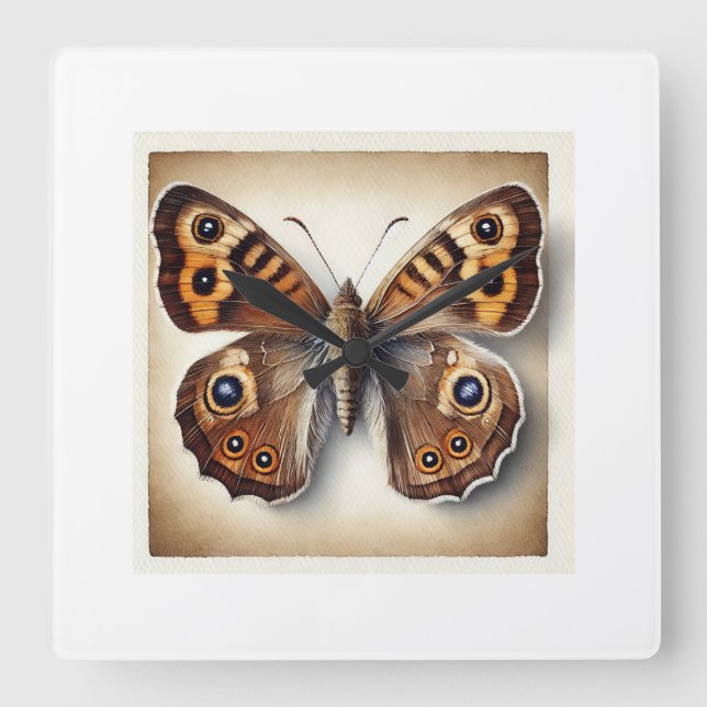 Satyr Butterfly in Natural Harmony 071124IREF231 - Square Wall Clock (Front)