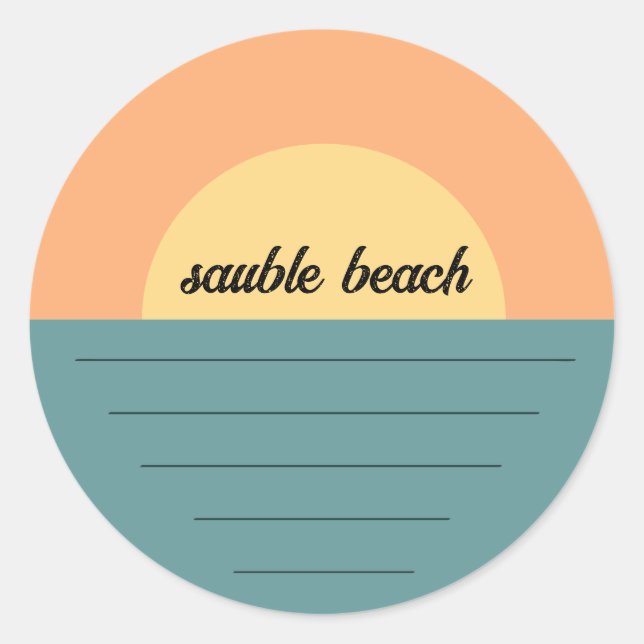 Sauble Beach Ontario Canada  Retro lake beach sun Classic Round Sticker (Front)