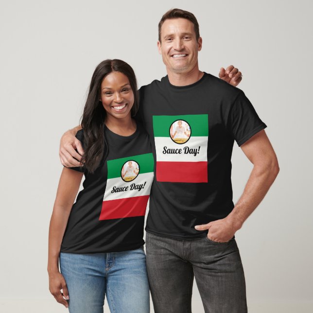 Sauce Day Italian Flag Heart Nonna Custom Photo T- T-Shirt (Unisex)