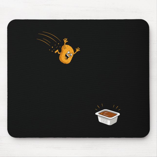Sauce Dive Funny Flying Chicken Nugget Cartoon Mouse Pad (Front)