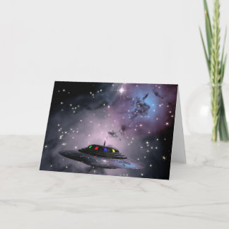 Saucer in space card