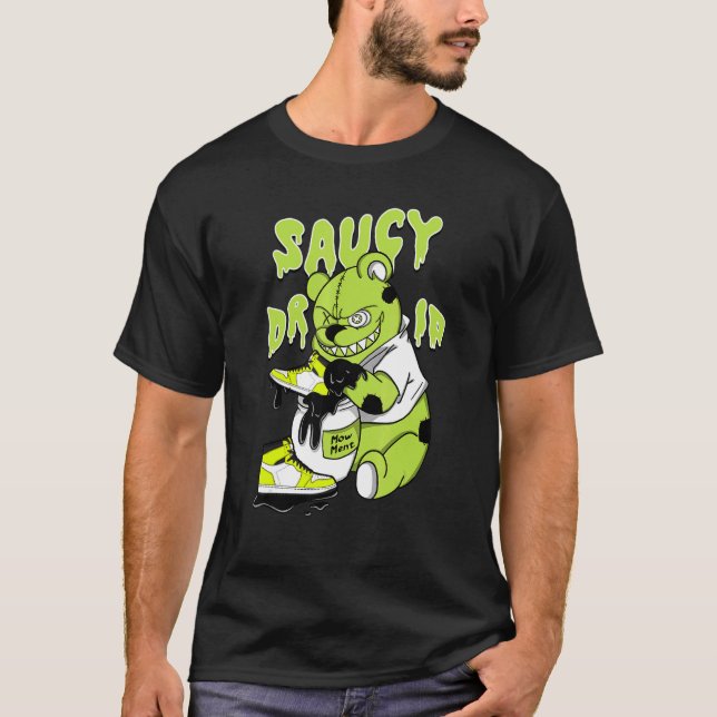 Saucy Drip Retro High OG Visionaire Volt 1s Matchi T-Shirt (Front)