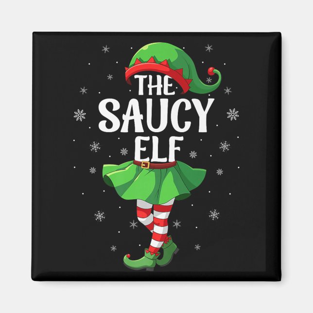 Saucy Elf Christmas Girls Women Elf Squad Xmas Fam Magnet (Front)