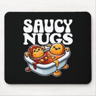 Saucy Nugs Cartoon Food Funny Bbq Sauce Chicken Nu Mouse Pad
