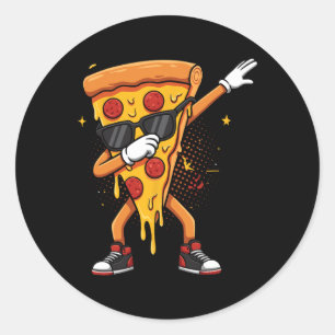 Saucy Pizzeria Dabbing Pie Sungles Drip Pizza Classic Round Sticker