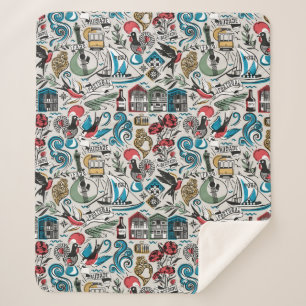 Saudade // popular motifs from Portugal Sherpa Blanket