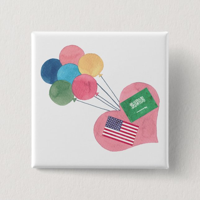 saudi-american square pinback button (Front)