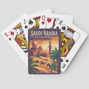 Saudi Arabia Desert Illustration Travel Art Retro Playing Cards