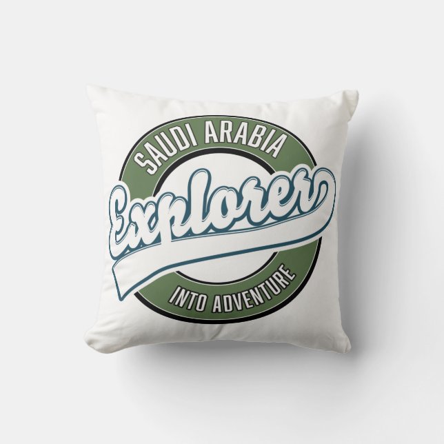 Saudi Arabia explorer into adventure logo Classic  Cushion (Front)