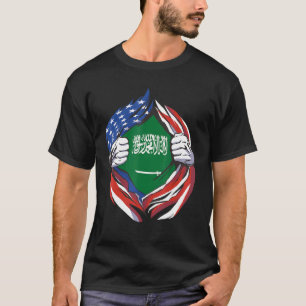 Saudi Arabia Flag American Proud Of My Saudi Herit T-Shirt