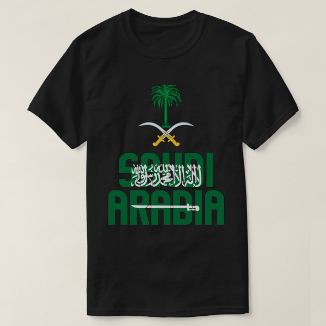 Saudi Arabia Flag and Coat Of Arms Patriotic T-Shirt (Design Front)