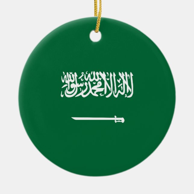 Saudi Arabia flag Ceramic Tree Decoration (Front)