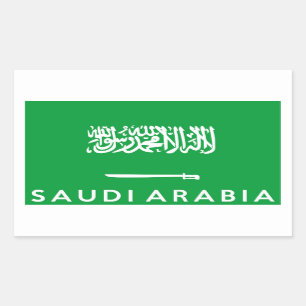 saudi arabia flag country text name rectangular sticker