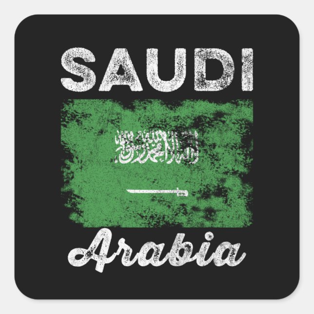 Saudi Arabia Flag Distressed Saudi Flag Square Sticker (Front)