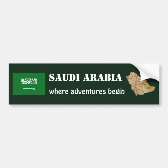Saudi Arabia Flag + Map Bumper Sticker (Front)