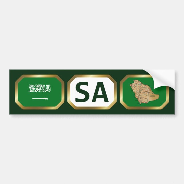 Saudi Arabia Flag Map Code Bumper Sticker (Front)