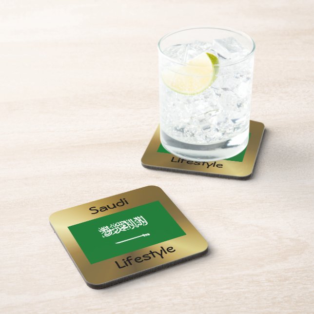 Saudi Arabia Flag+Text Coaster (Right Side)