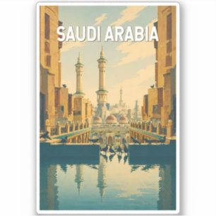 Saudi Arabia Illustration Travel Art Vintage