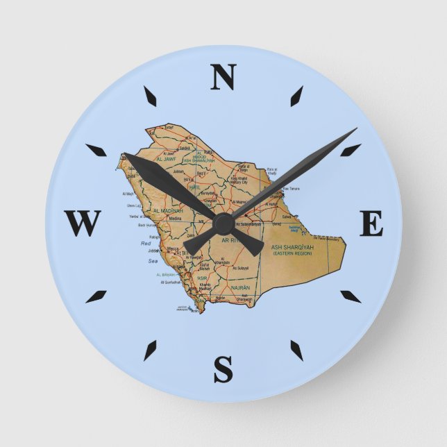 Saudi Arabia Map Clock (Front)
