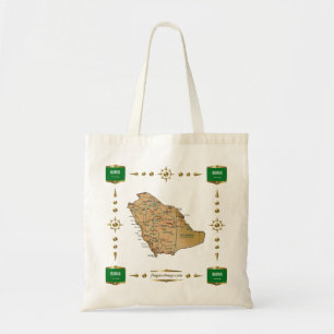 Saudi Arabia Map + Flags Bag