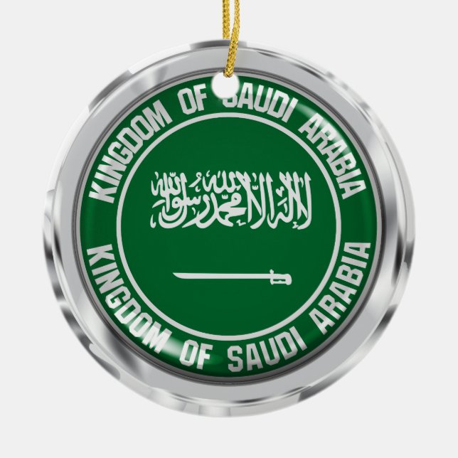 Saudi Arabia Round Emblem Ceramic Tree Decoration (Front)