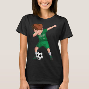 Saudi Dabbing Soccer Boy Saudi Arabia Flag Footbal T-Shirt