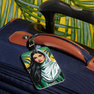 "Saudi Pop Queen – Bold Heritage Art for National Luggage Tag