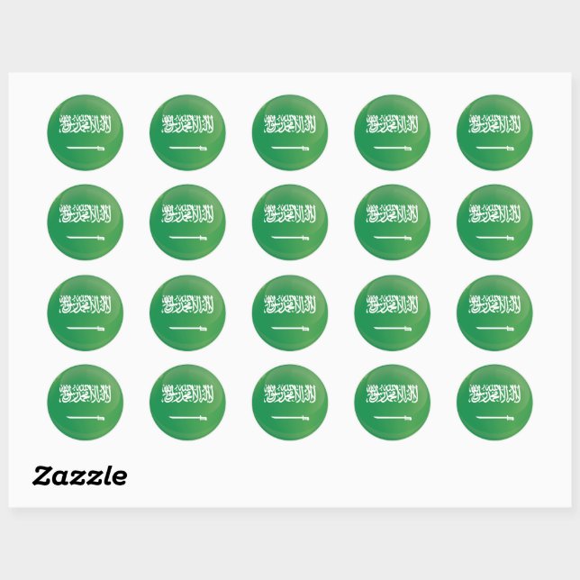 Saudi  Round Icon Flag Classic Round Sticker (Sheet)