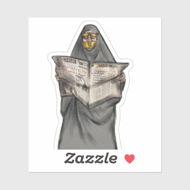 saudi woman reading the news sticker (Sheet)