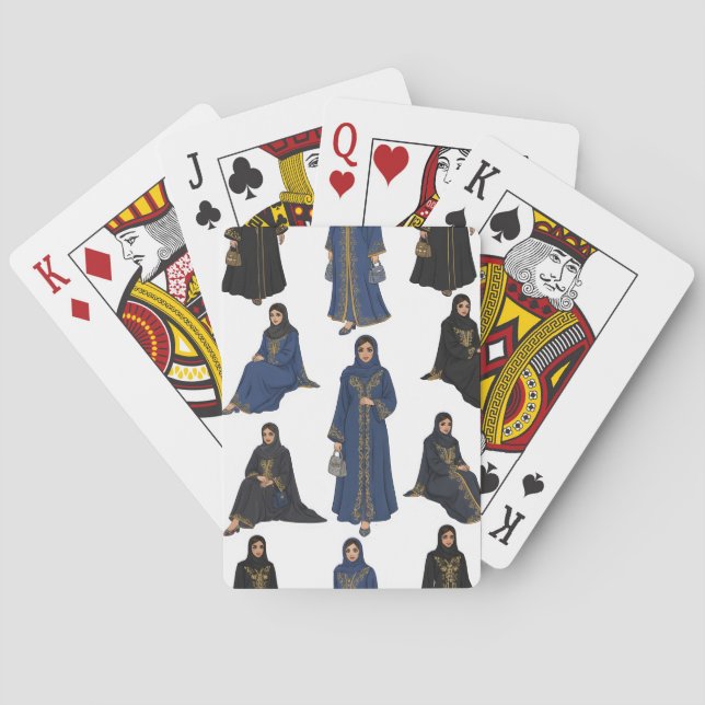 Saudi Women in Colourful Abayas Pattern Playing Cards (Back)