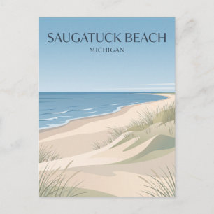 Saugatuck Beach Michigan Postcard