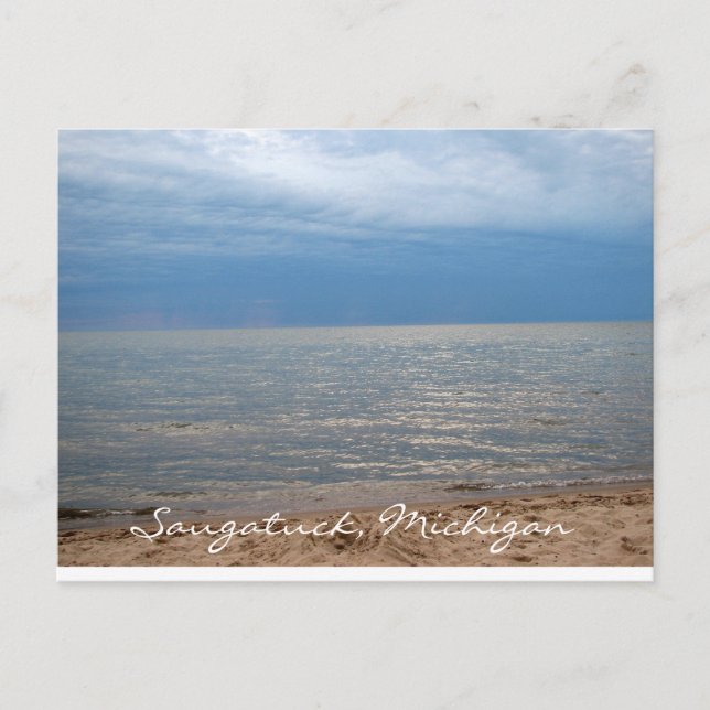 Saugatuck, Michigan Oval Beach Postcard (Front)