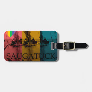 Saugatuck Michigan Sailing Rainbow Vintage Luggage Tag