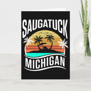 Saugatuck Michigan Usa Vintage Sunset Vacation Sou Card