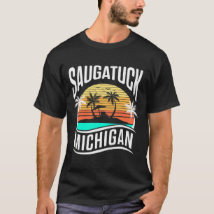 Saugatuck Michigan Usa Vintage Sunset Vacation Sou T-Shirt